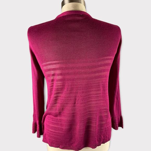 Dressbarn Womens Medium Open Front Cardigan Sweater with Ruching Pink - Picture 2 of 10